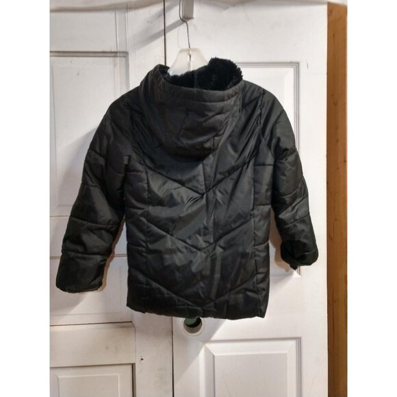SwissTech Kids Black Puffer Jacket M (7-8) With Hood & Zipper Closure - Picture 2 of 8